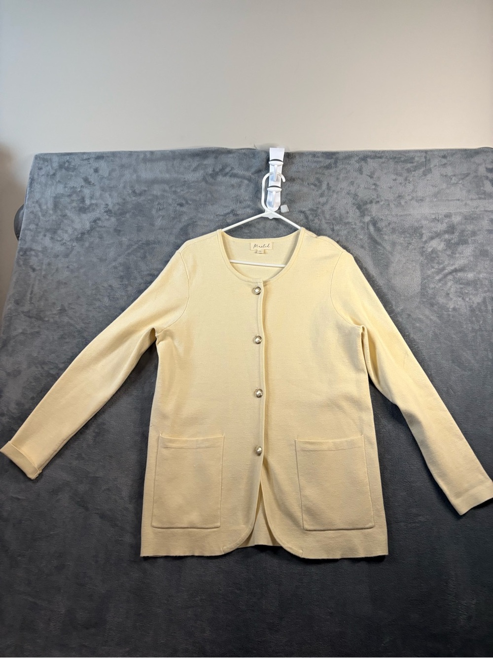 Marled Pale Yellow Button-Front Cardigan